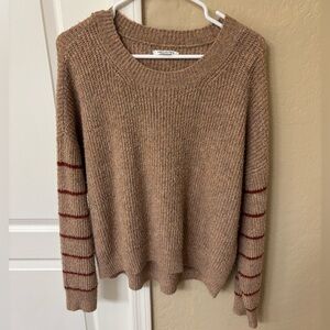 American Eagle Outfitters Tan Sweater with Red Stripes